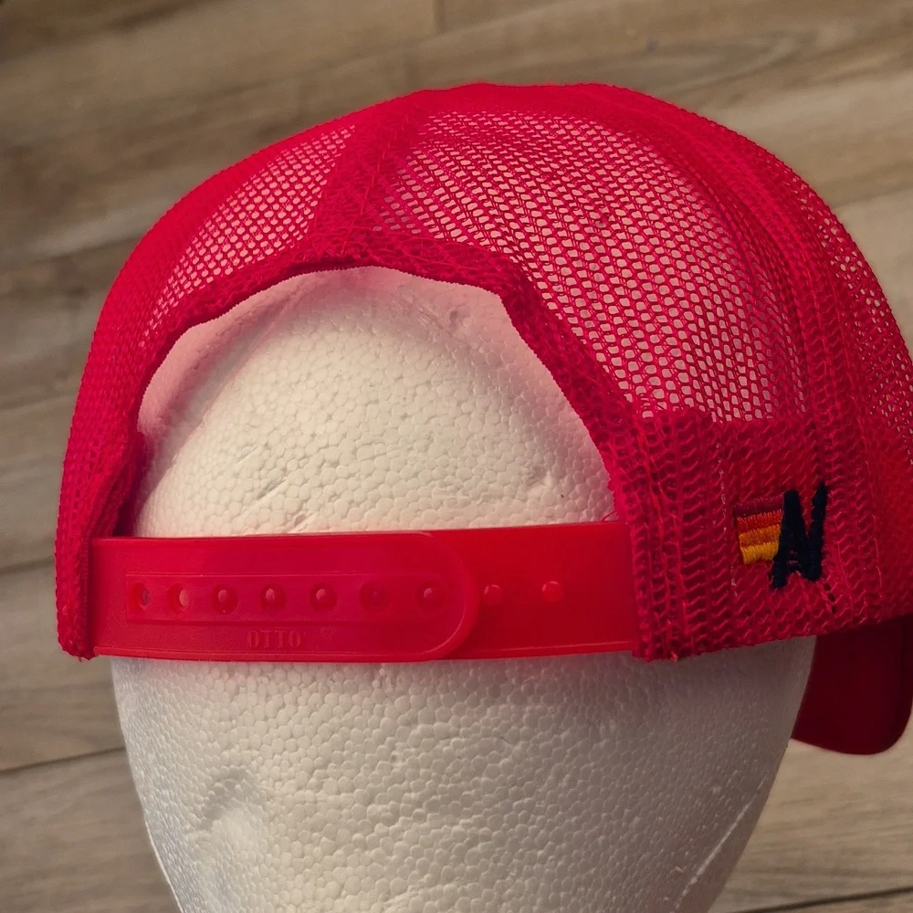 AVIATOR NATION Smiley Face Red‎ Gold Yellow Trucker Mesh Snapback Hat Cap